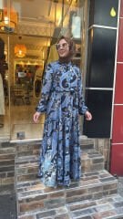 1696 Bloom Serisi Elbise - Lacivert