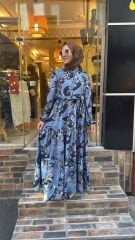 1696 Bloom Serisi Elbise - Lacivert