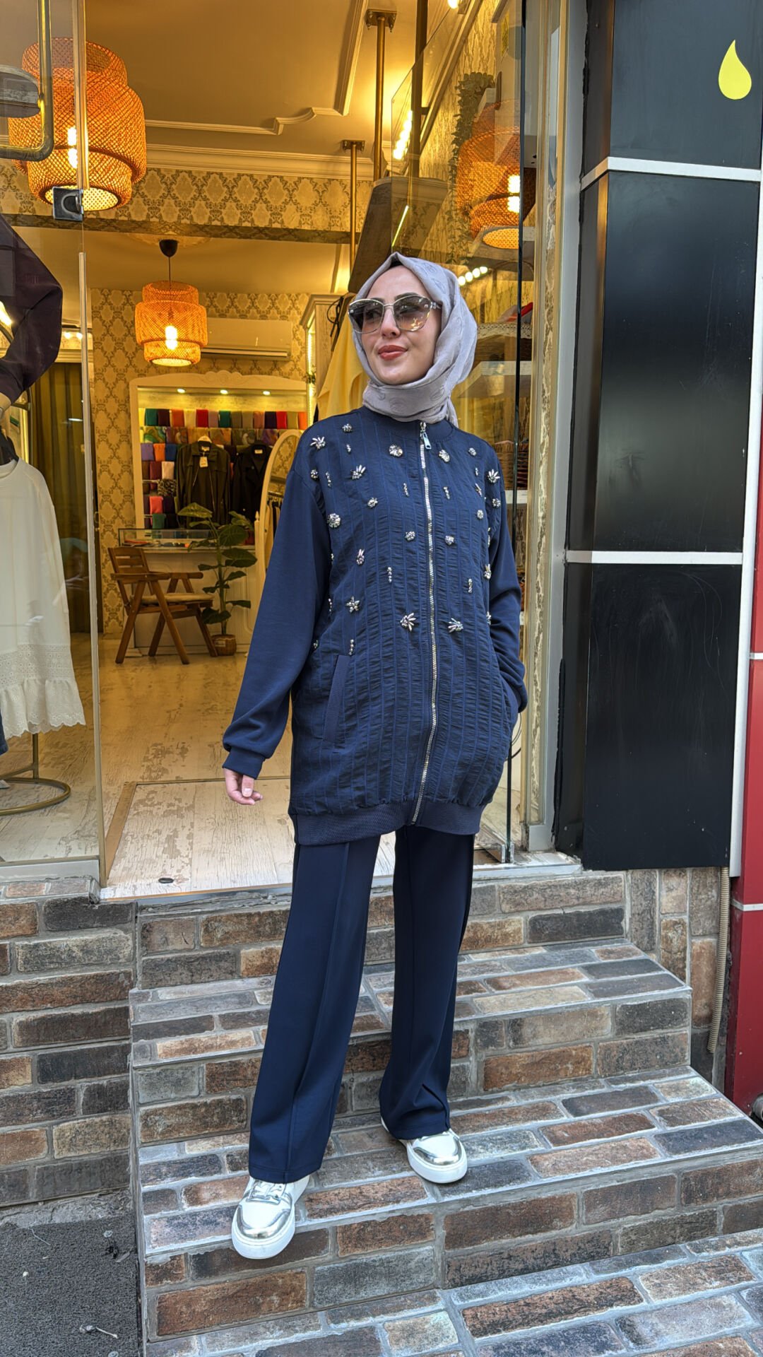 5122 Taşlı Amore Takım - Lacivert