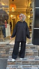 1624 Arkası Pliseli Takım - Siyah