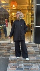 1624 Arkası Pliseli Takım - Siyah