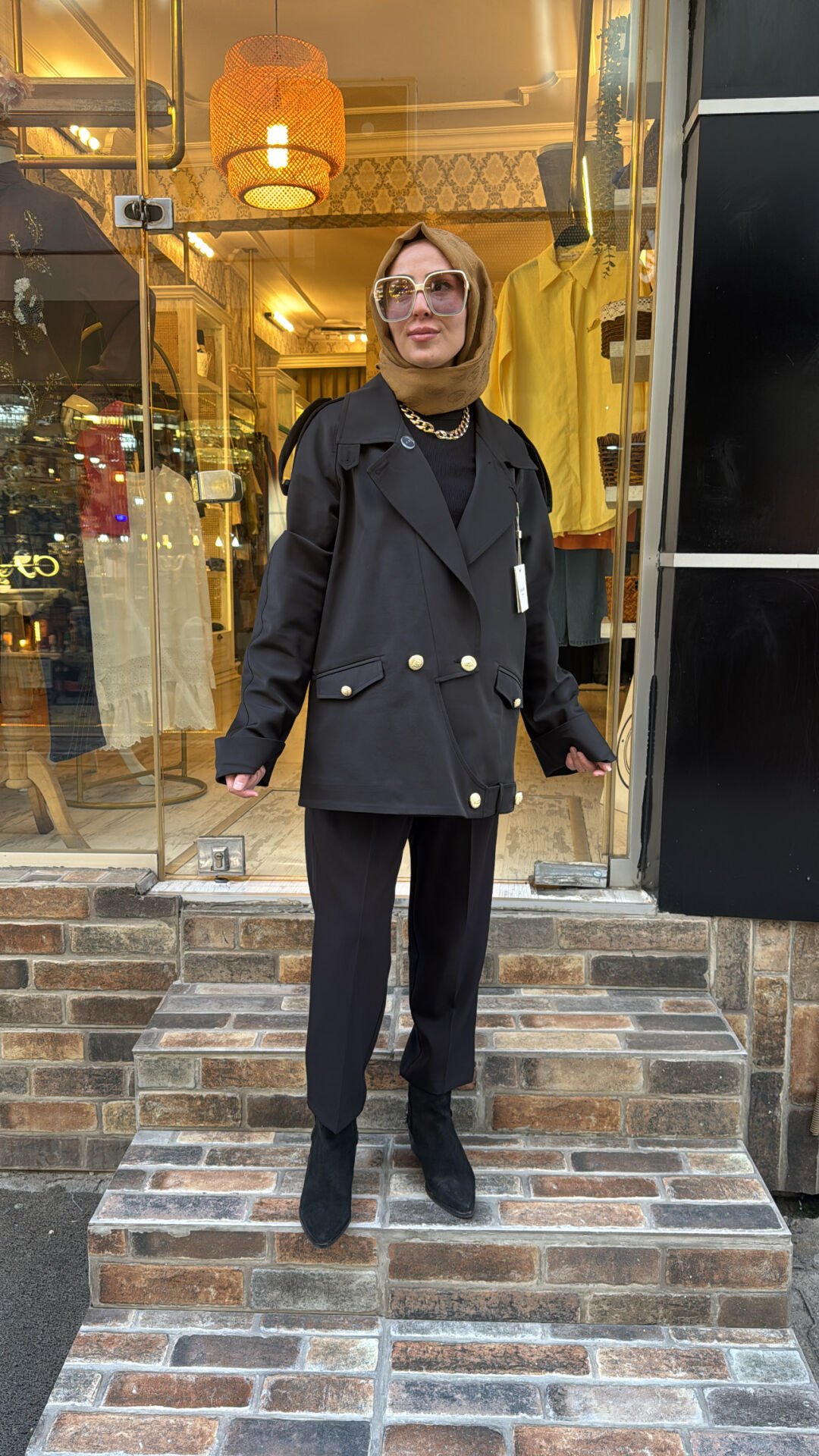 5349 Vetra Kısa Trençkot - Siyah