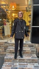 5349 Vetra Kısa Trençkot - Siyah