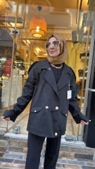 5349 Vetra Kısa Trençkot - Siyah