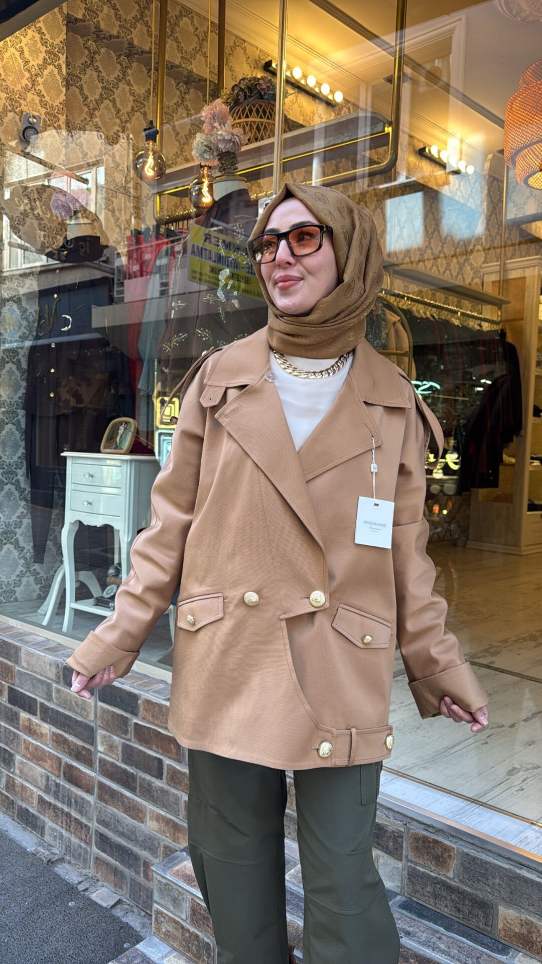 5349 Vetra Kısa Trençkot - Camel