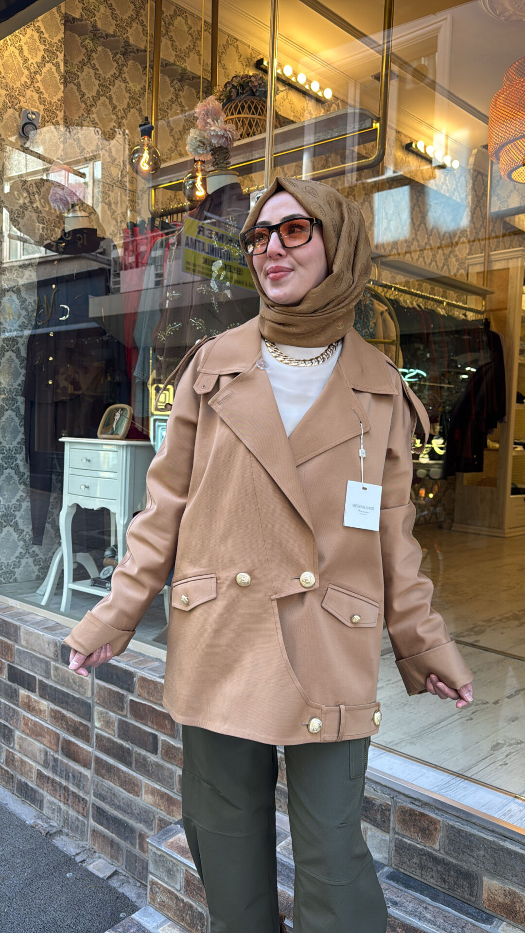 5349 Vetra Kısa Trençkot - Camel
