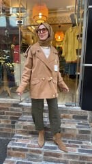 5349 Vetra Kısa Trençkot - Camel