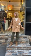 5349 Vetra Kısa Trençkot - Camel