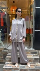 4808 Parlak Taşlı Takım - Vizon