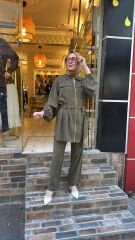 5283 Nakışlı Kemerli Takım - Haki