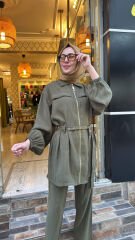 5283 Nakışlı Kemerli Takım - Haki