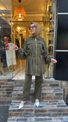 5283 Nakışlı Kemerli Takım - Haki