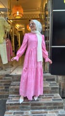 1431 Fistolu Elbise - Fuşya