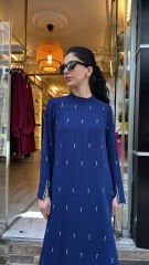 4809 Taşlı Abiye Elbise - Lacivert