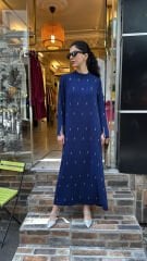 4809 Taşlı Abiye Elbise - Lacivert