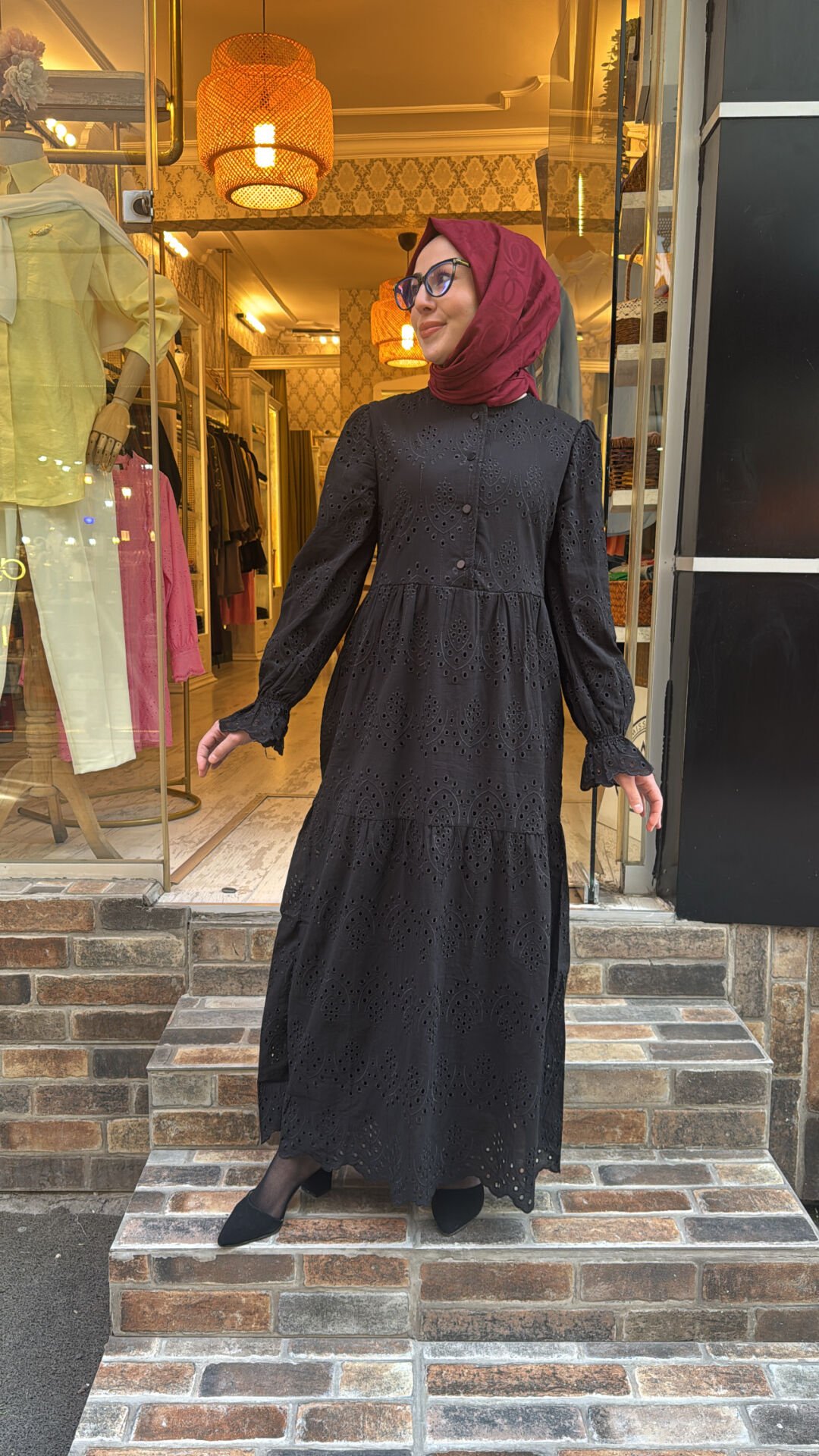 1431 Fistolu Elbise - Siyah