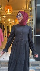 1431 Fistolu Elbise - Siyah