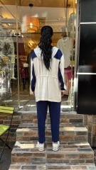 4739 Ceketli Parlak Takım - Ekru-Laci