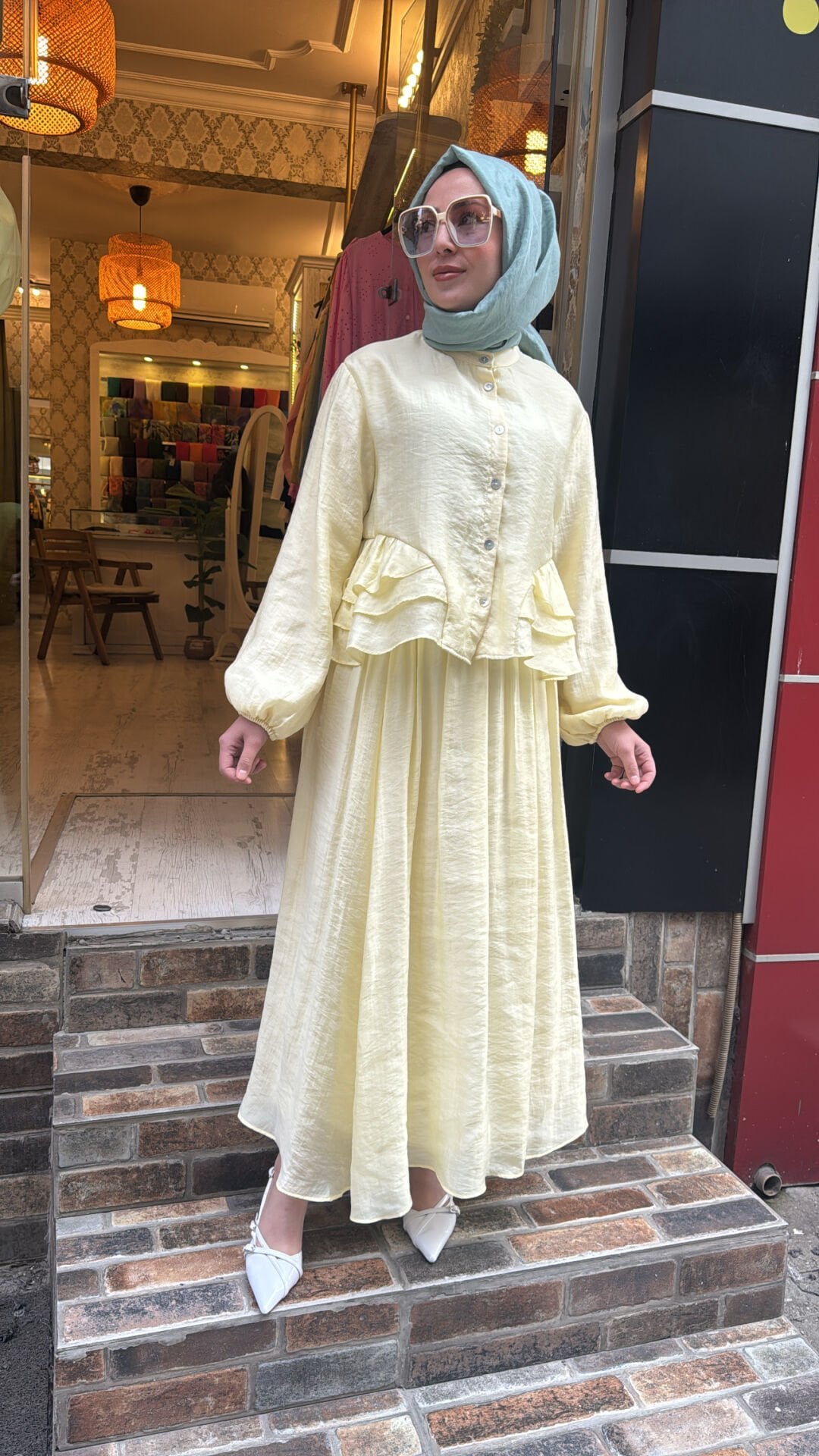 32502 Fırfırlı Etekli Takım - Sarı