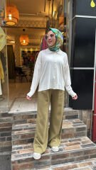 2773-26 Palazzo Kot Pantolon - Yağ Yeşili