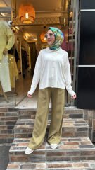 2773-26 Palazzo Kot Pantolon - Yağ Yeşili