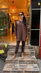 4583 İncili Triko Kazak - Kahve