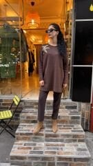 4583 İncili Triko Kazak - Kahve