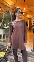 4583 İncili Triko Kazak - Kahve