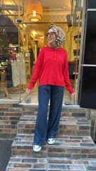 2803 Beli Lastikli Pantolon - Lacivert