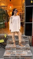 4583 İncili Triko Kazak - Ekru