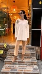 4583 İncili Triko Kazak - Ekru