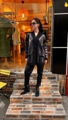 4589 Payetli Triko Hırka - Siyah