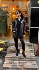 4589 Payetli Triko Hırka - Siyah