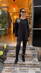 4583 İncili Triko Kazak - Siyah