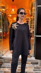 4583 İncili Triko Kazak - Siyah