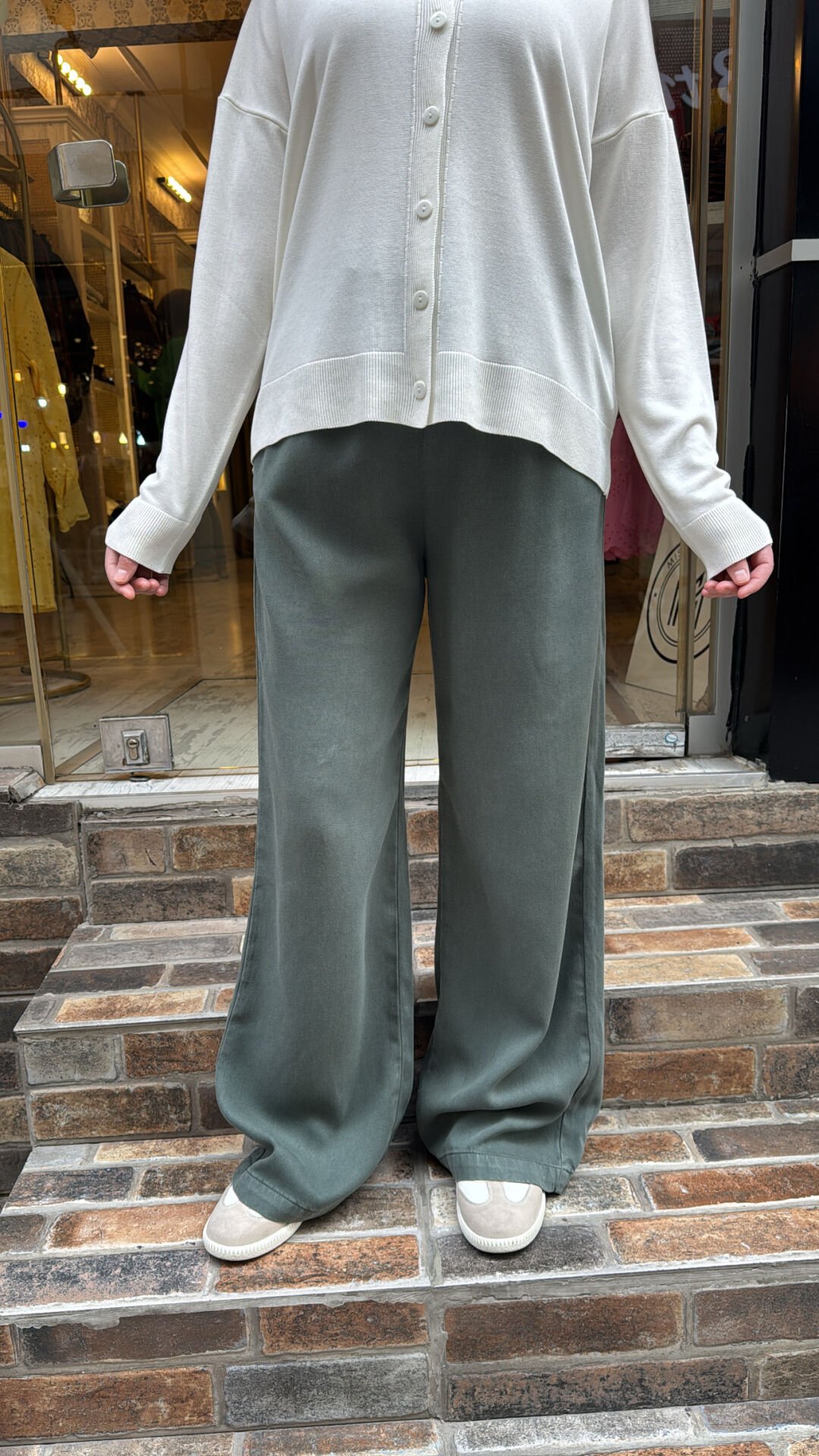 2773-26 Palazzo Kot Pantolon - Yeşil