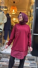 10739 Altı Paraşütlü Sweat - Bordo