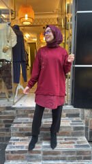 10739 Altı Paraşütlü Sweat - Bordo