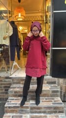 10739 Altı Paraşütlü Sweat - Bordo