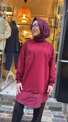 10739 Altı Paraşütlü Sweat - Bordo
