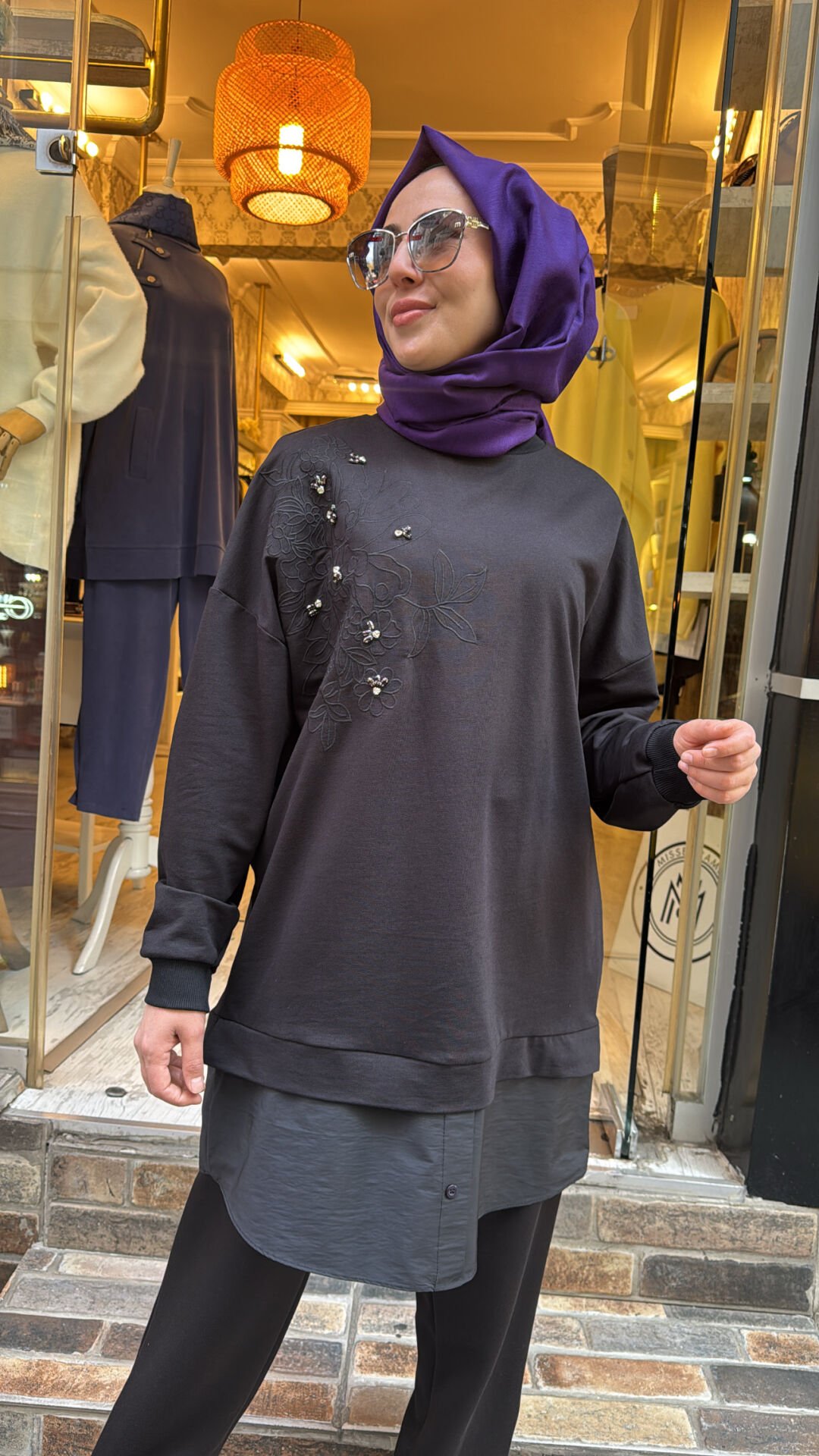 10739 Altı Paraşütlü Sweat - Siyah