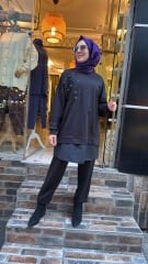 10739 Altı Paraşütlü Sweat - Siyah