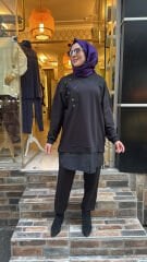 10739 Altı Paraşütlü Sweat - Siyah