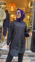 10739 Altı Paraşütlü Sweat - Siyah