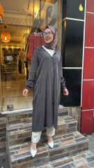 4645 Qupra Kapüşonlu Kap - Gri