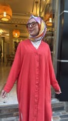 1794 Düğmeli Uzun Kap - Nar Çiçeği