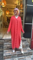 1794 Düğmeli Uzun Kap - Nar Çiçeği