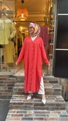 1794 Düğmeli Uzun Kap - Nar Çiçeği