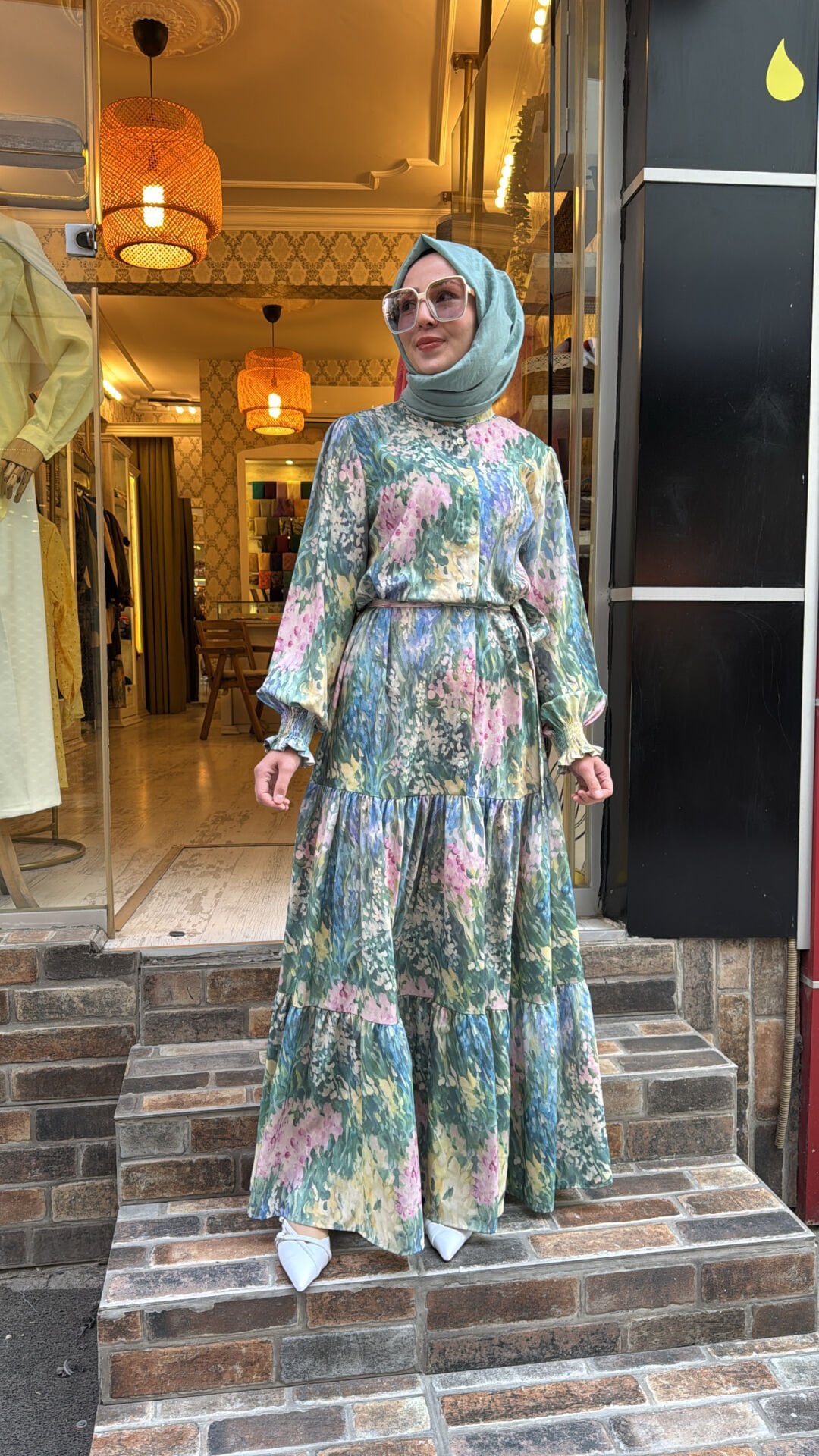 1671 Gipeli Elbise - Yeşil