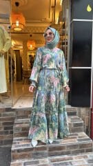 1671 Gipeli Elbise - Yeşil